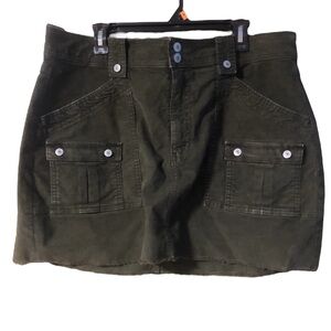American Eagle Dark Army Green Corduroy Denim A-line Stretch Mini Skirt Size 18
